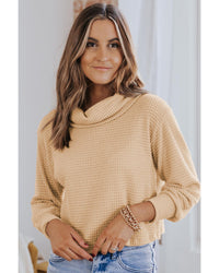 Thumbnail for Azura Exchange Apricot Waffle Knit Turtleneck Top - L