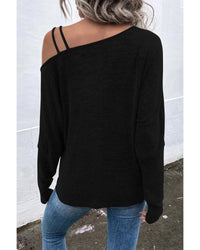 Thumbnail for Azura Exchange Asymmetric Strappy Cold Shoulder Long Sleeve Top - S