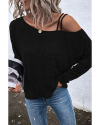 Thumbnail for Azura Exchange Asymmetric Strappy Cold Shoulder Long Sleeve Top - S