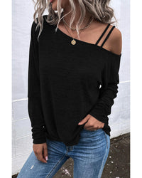 Thumbnail for Azura Exchange Asymmetric Strappy Cold Shoulder Long Sleeve Top - XL