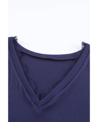 Thumbnail for Azura Exchange Ribbed Texture V Neck Long Sleeve Top - L