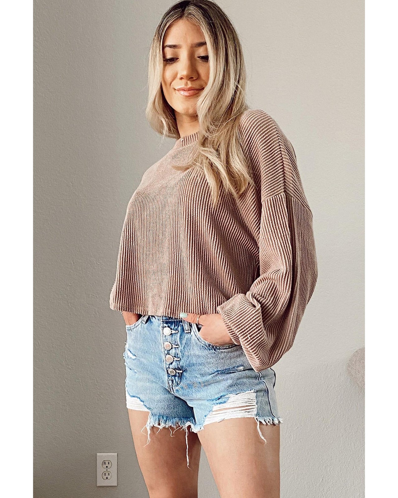 Azura Exchange Drop Shoulder Puff Sleeve Casual Blouse - L