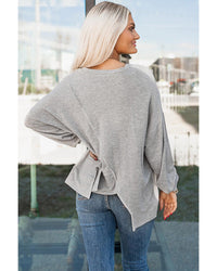 Thumbnail for Azura Exchange Colorblock Stitching Irregular Hem Long Sleeve Top - L