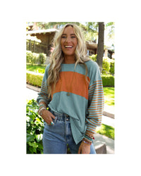 Thumbnail for Azura Exchange Striped Bishop Sleeve Top - 2XL