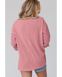 Thumbnail for Azura Exchange Bishop Sleeve Colorblock Striped Top - L