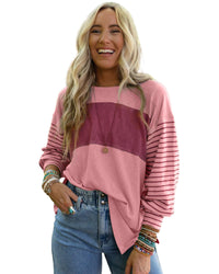 Thumbnail for Azura Exchange Bishop Sleeve Colorblock Striped Top - L