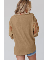 Thumbnail for Azura Exchange Colorblock Striped Bishop Sleeve Top - L