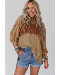 Thumbnail for Azura Exchange Colorblock Striped Bishop Sleeve Top - L