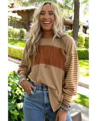 Thumbnail for Azura Exchange Colorblock Striped Bishop Sleeve Top - L