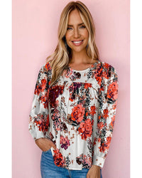 Thumbnail for Azura Exchange Retro Floral Long Sleeve Blouse - L