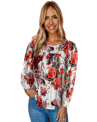 Thumbnail for Azura Exchange Retro Floral Long Sleeve Blouse - L