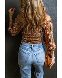 Thumbnail for Azura Exchange Floral Print Shirred Off Shoulder Blouse - L