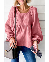 Thumbnail for Azura Exchange Textured Bubble Sleeve Blouse - L