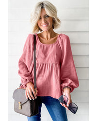 Thumbnail for Azura Exchange Textured Bubble Sleeve Blouse - L