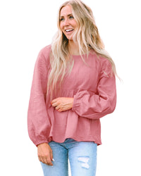 Thumbnail for Azura Exchange Textured Bubble Sleeve Blouse - L