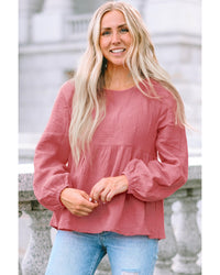 Thumbnail for Azura Exchange Textured Bubble Sleeve Blouse - L