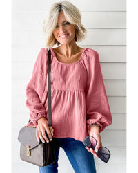 Thumbnail for Azura Exchange Textured Bubble Sleeve Blouse - L