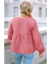 Thumbnail for Azura Exchange Textured Bubble Sleeve Blouse - M