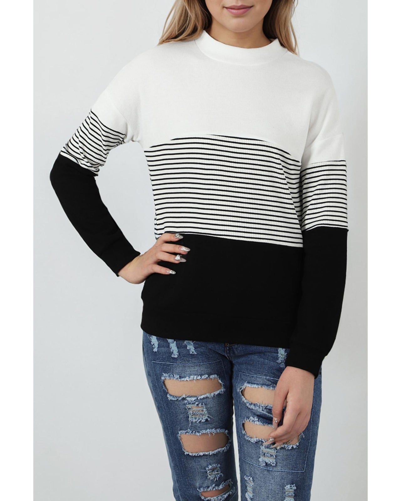 Azura Exchange Contrast Colorblock Knit Top - M