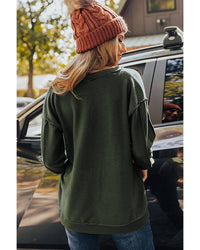 Thumbnail for Azura Exchange Exquisite Green Long Sleeve Top with Split Neck and Exposed Seam Detail - L