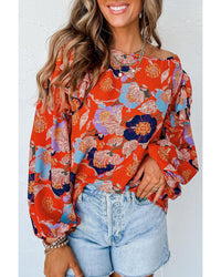 Thumbnail for Azura Exchange Floral Print Ruffle Puff Sleeve Blouse - L