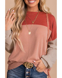 Thumbnail for Azura Exchange Long Sleeve Ribbed Loose Top - 2XL