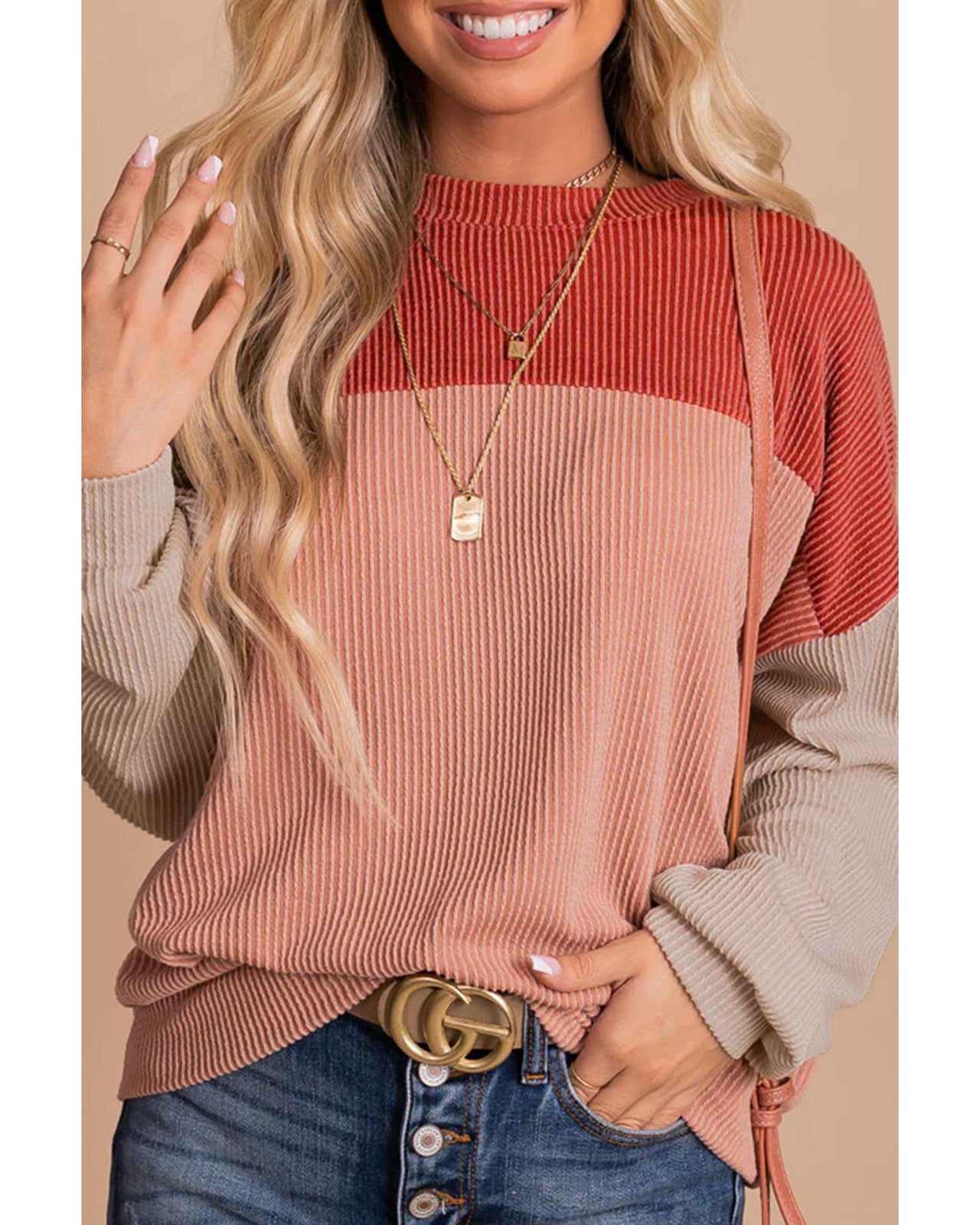 Azura Exchange Long Sleeve Ribbed Loose Top - XL