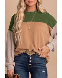 Thumbnail for Azura Exchange Color Block Ribbed Long Sleeve Top - 2XL