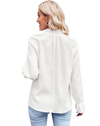 Thumbnail for Azura Exchange Frilled Mock Neck Ripple Sleeve Blouse - L