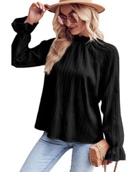 Thumbnail for Azura Exchange Frilled Mock Neck Ripple Bubble Sleeve Blouse - 2XL