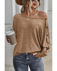 Thumbnail for Azura Exchange Button Decor Dolman Sleeve Top - L