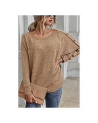 Thumbnail for Azura Exchange Button Decor Dolman Sleeve Top - L