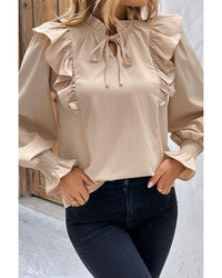 Thumbnail for Azura Exchange Ruffled Bubble Sleeve Blouse - L