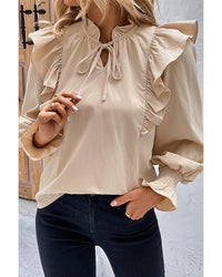 Thumbnail for Azura Exchange Ruffled Bubble Sleeve Blouse - L