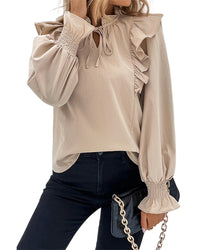 Thumbnail for Azura Exchange Ruffled Bubble Sleeve Blouse - L