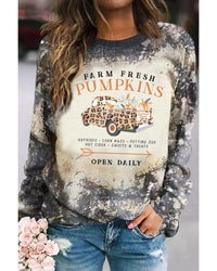 Thumbnail for Azura Exchange Graphic Bleached Top with  Farm Fresh Pumpkins - S