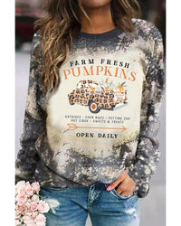 Thumbnail for Azura Exchange Graphic Bleached Top with  Farm Fresh Pumpkins - S