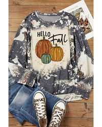 Thumbnail for Azura Exchange Hello Fall Pumpkin Graphic Tie Dye Long Sleeve Top - M