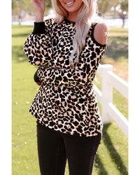 Thumbnail for Azura Exchange Cold Shoulder Leopard Top - L