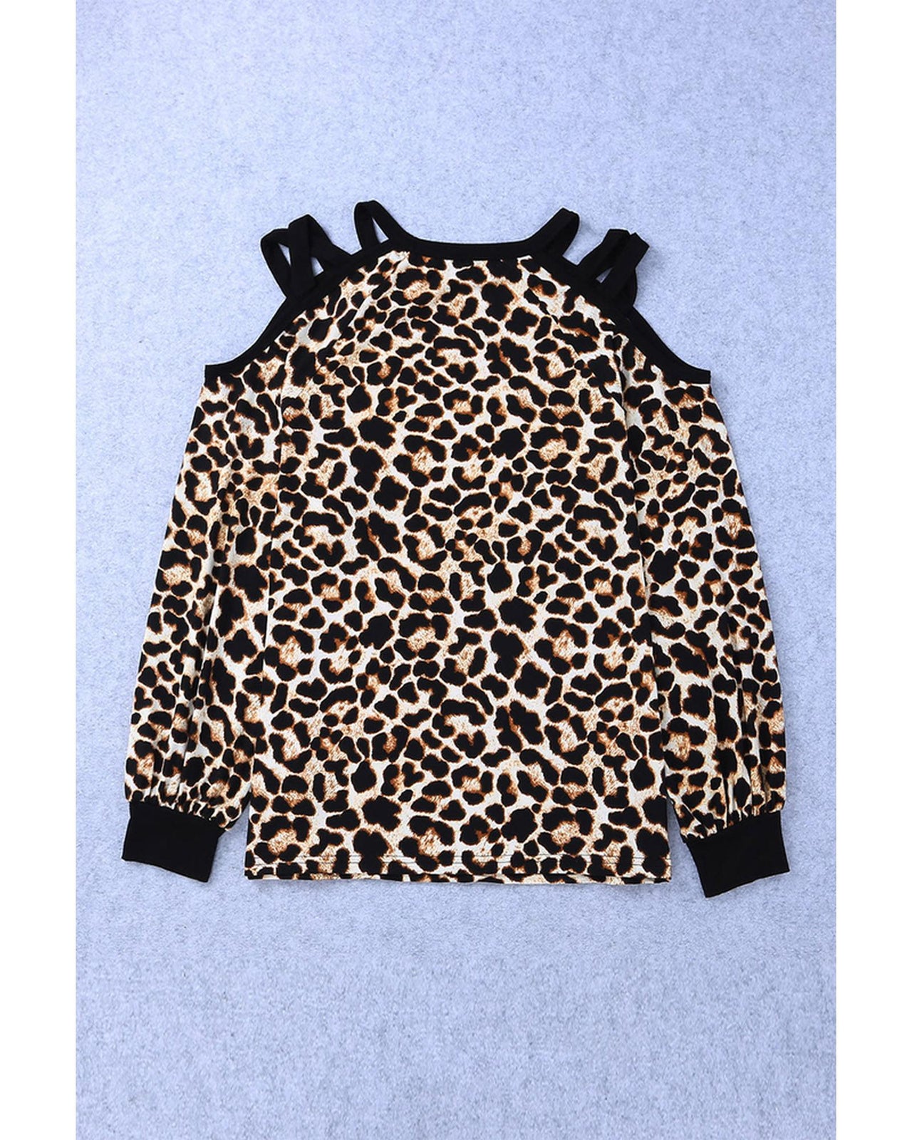 Azura Exchange Cold Shoulder Leopard Top - L