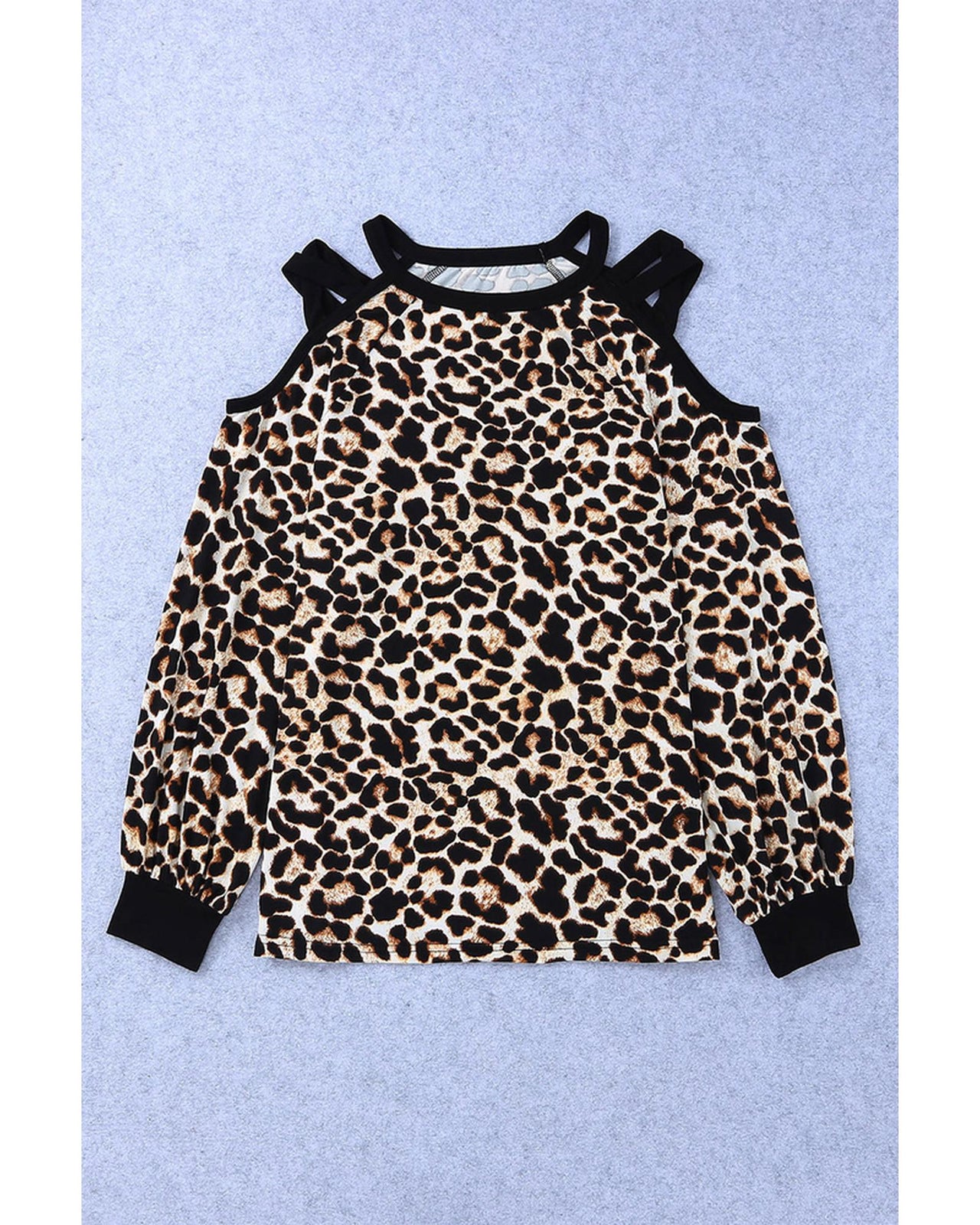 Azura Exchange Cold Shoulder Leopard Top - L