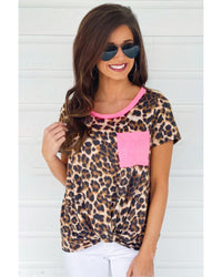 Thumbnail for Azura Exchange Neon Pink Leopard Pocket T-shirt - M