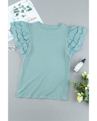 Thumbnail for Azura Exchange Hollow Out Ruffle Sleeve T-shirt - 2XL