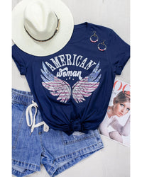 Thumbnail for Azura Exchange American Woman Eagle Wing Flag Graphic Tee - 2XL