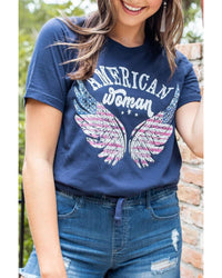 Thumbnail for Azura Exchange American Woman Eagle Wing Flag Graphic Tee - 2XL