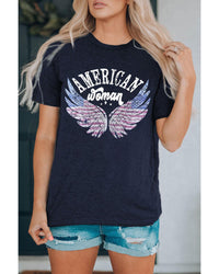 Thumbnail for Azura Exchange American Woman Eagle Wing Flag Graphic Tee - 2XL