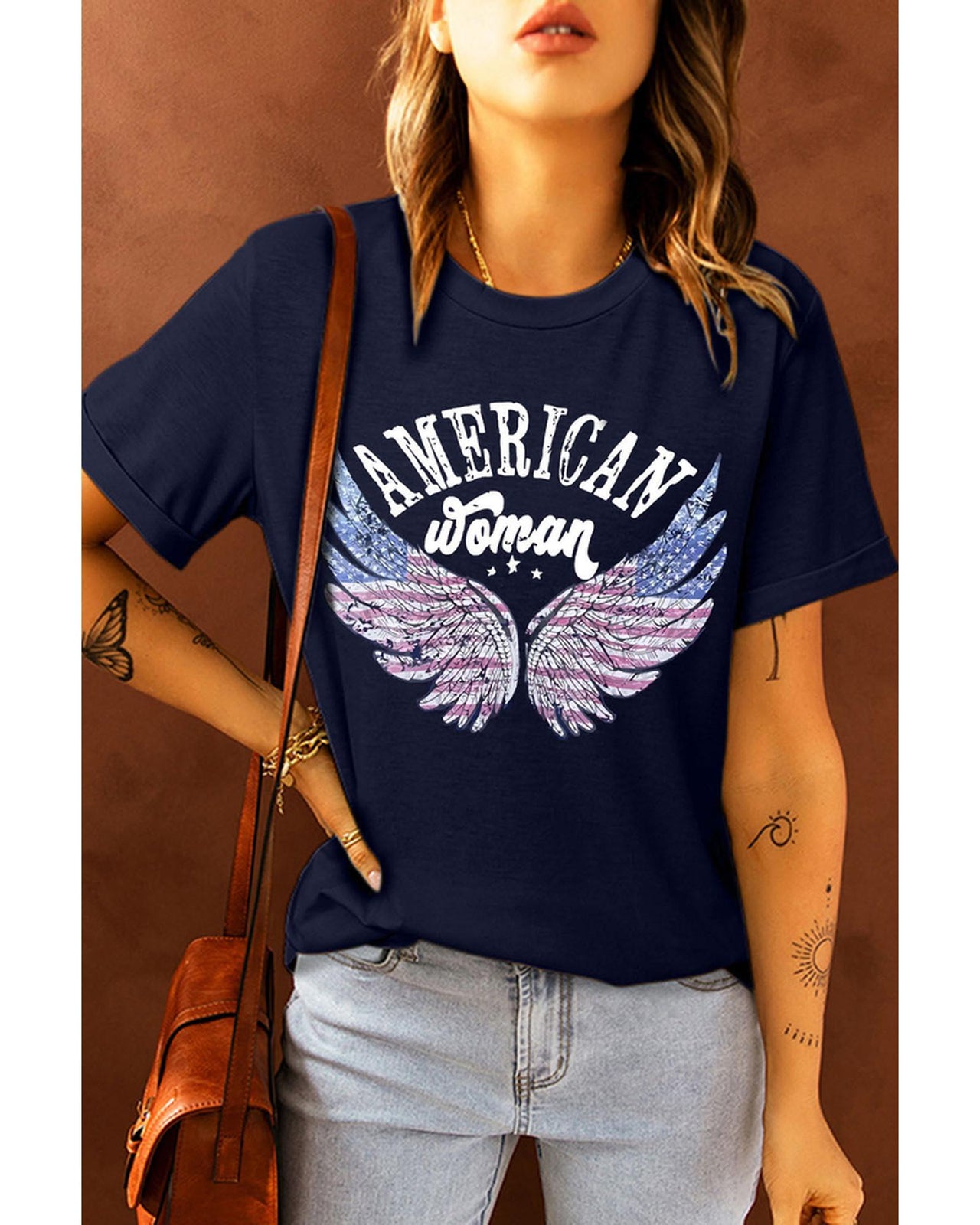 Azura Exchange American Woman Eagle Wing Flag Graphic Tee - 2XL