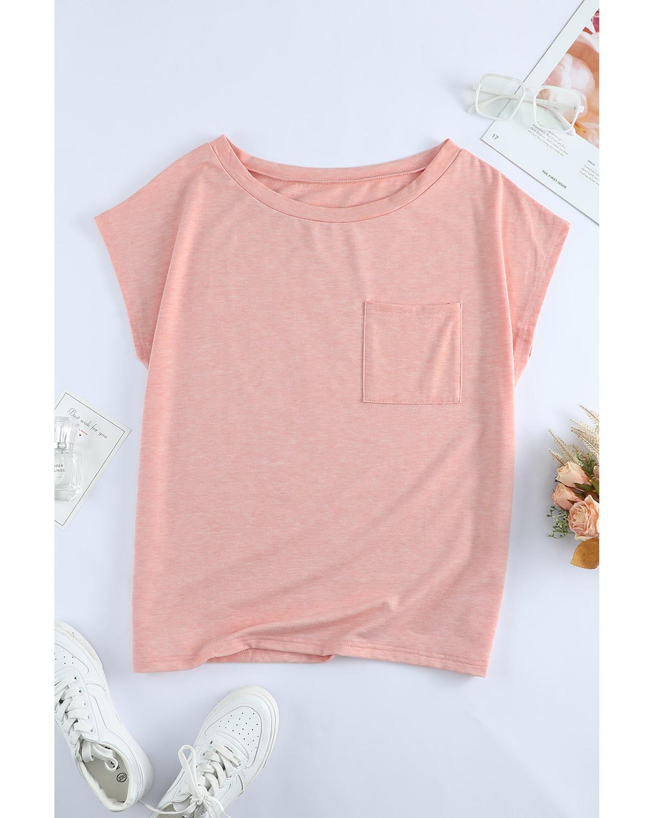 Azura Exchange Pocketed Tee with Side Slits - L