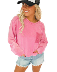 Thumbnail for Azura Exchange Lace Patch Pocket Long Sleeve T-shirt - L