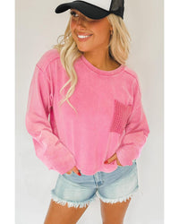 Thumbnail for Azura Exchange Lace Patch Pocket Long Sleeve T-shirt - M